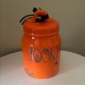 Halloween Orange Spooky canister with Lid